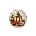 Christmas diamond painting style hanging ornament with festive lantern and floral design - Christmas Candle Light / 1 Piece