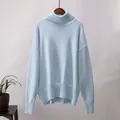 Hellblauer Oversize-Rollkragen-Strickpullover für gemütliche Herbst- und Wintermode - Himmelblau