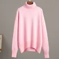 Eleganter loser Strick-Rollkragenpullover in Rosa für Herbst und Winter Bekleidung - Rosa