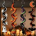 Detailed view of handmade Halloween crochet spiral decorations featuring ghosts and pumpkins - Black Cat Style