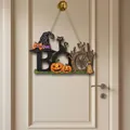 Detail view of Halloween door sign featuring BOO text and witch hat - Style C / 30*15cm