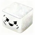 Cube souple d'Halloween blanc à paillettes avec détail de visage de monstre effrayant - Triple Couche Argenté