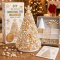 Kit fai-da-te albero di Natale di perline con perle bianche e ciondoli oro - Albero di Natale 2 (Luce d'Angelo)