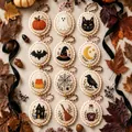 Collection of twelve different Halloween themed hand embroidered felt ornaments - 12Pcs Set / Set of 12