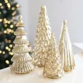 Elegant group of four golden glass Christmas tree ornaments with textured mercury finish - Five-Piece Set / Silver