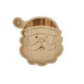 Close-up of Santa Claus shaped bamboo tray for Christmas snacks and candies - Santa Claus