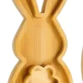 Close-up detail of rabbit-shaped bamboo snack tray with natural wood grain texture - Rabbit