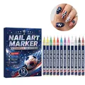 Juego de 12 rotuladores de nail art con tema de fútbol para nail art profesional - 12 Piezas