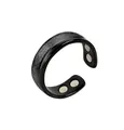 Minimalist black magnetic ring with matte texture and adjustable open design for daily wear - 1 Piece / Black