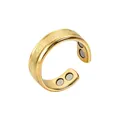 Elegant golden magnetic open ring with a frosted center band for minimalist style - 1 Piece / Gold