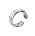 Adjustable silver magnetic therapy open ring with frosted texture and 4 magnets. - 1 Piece / Silver