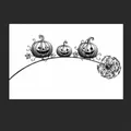 Illustration détaillée en noir et blanc de citrouille d'Halloween pour prise de sol - Style de Citrouille