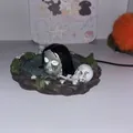 Halloween Totenkopf Aschenbecher aus Harz mit leuchtenden LED Augen Nachtlicht - Kein Lichtstil