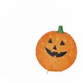 Detailopname van glinsterende oranje Halloween-pompoenlantaarn met een gezicht - S