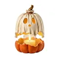 Spooky Halloween pumpkin ghost ceramic candle holder with lit candle for home decor - Pumpkin Candy Jar with LED Candle Holder