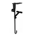 A detailed view of the black metal fireplace mantle hook for hanging Christmas stockings. - Style 1 / Black