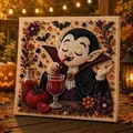 Détail de la décoration murale d'Halloween en perles DIY avec un motif de vampire - Tomate Vampire
