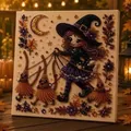 Vue détaillée de l'art des perles d'Halloween DIY avec une petite sorcière et balais - Sorcière avec Balai