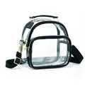 Stijlvolle transparante PVC crossbodytas met zwarte bies en regenboog rits detail - Schoudertas Stijl met Voorvak / 0,5 mm Dikte / Zwart