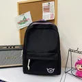 Zaino nero minimalista per studenti con cerniere viola e dettaglio logo stampato - Nero