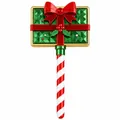 Bacchetta festiva a forma di regalo di Natale con fiocco rosso e manico di zucchero - Confezione Regalo di Natale