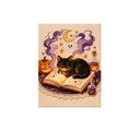 Kit de pintura de diamante de Halloween con gato negro sobre libro mágico, calabaza y fantasma - 1 Pieza
