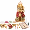 Kit artigianale fai-da-te faro 3D a tema natalizio con vetro marino e decorazioni - Stile Calza