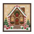 Kit de pintura de diamante 5D DIY con una casa de jengibre navideña y marco incluido - 20x20cm / Tema Casita de Jengibre / 1 Pieza