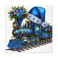 Pintura de diamantes navideña DIY festiva con un tren de vapor azul brillante decor - Patrón de Tren Navideño Azul / 1 Pieza