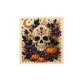 Kit pittura diamante 3D Halloween con teschio, zucche e design floreale viola intenso - Teschio / 20x20cm