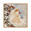 Beautiful DIY Christmas Angel pearl diamond painting art kit with 3D beads and wooden frame - 20x20cm / Christmas Archangel