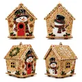 DIY pearl art Christmas snowman wooden house ornament kit for festive home decor. - Set / Christmas Snowman Cabin