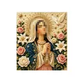 Elegant DIY religious bead painting kit featuring Virgin Mary and floral art motifs - Mother Mary with Flowers Style 3 (SKU00046847) / 1 Piece