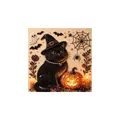 3D Halloween DIY pearl diamond art kit featuring a black cat and glowing pumpkin - 1 Piece / Chubby Black Cat