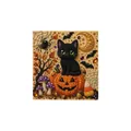 Halloween DIY Perlen-Diamant-Kunst-Set mit einer schwarzen Katze auf einem Kürbis. - Schwarze Katze Kürbis / 1 Stück