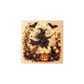 Kit de pintura de diamantes de Halloween con bruja, calabaza brillante y gato negro - Bruja Voladora y Murciélago / 1 Pieza