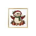 DIY Christmas pearl diamond painting kit with cute penguin design and gold frame - 1 Piece / Penguin