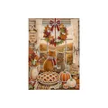 Thanksgiving DIY pearl diamond painting kit featuring cats and autumn scenery at window - Two Cats (Thanksgiving Theme) / 1 Piece
