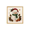 DIY Christmas pearl diamond painting kit featuring a cute snowman design in gold frame - 1 Piece / Snowman