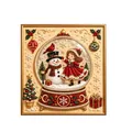 Festive DIY Christmas pearl painting kit featuring a snowman inside a cute snow globe - Christmas Crystal Ball Snowman and Girl / 20cmx20cm