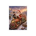 Festive DIY diamond painting art kit featuring Santa Claus on a pearl-decorated steam train - Santa Claus Train / 1 Piece