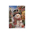 DIY Christmas pearl diamond painting kit featuring a festive snowman in a snowy village scene - Snowman / 1 Piece
