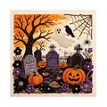 Handmade Halloween pearl art kit featuring ghost and pumpkins for spooky decor - Cemetery Ghost / 1 Piece