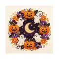 Handmade Halloween pearl art DIY kit featuring beaded pumpkins and ghosts decoration - Moon Ghost / 1 Piece