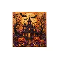DIY Halloween 3D Perlen Kunst Set mit Spukhaus und leuchtenden Kürbissen Wandbild - Fledermaus Kürbis Und Schloss / 1 Stück