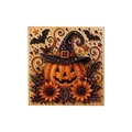 Wunderschönes 3D DIY Halloween Perlenkunst Bild mit Kürbis, Hexenhut und Sonnenblumen - Hut Kürbis Und Sonnenblume / 1 Stück