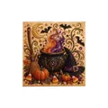 Exquisite 3D DIY Halloween Perlenkunst Malerei mit Hexenkessel und Kürbismotiven - Zauberbesen Und Trank / 1 Stück