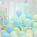 Assortimento di palloncini macaron blu verde e giallo per decorazione festa compleanno - Macaron Blu+Blu Tiffany+Giallo (Con Pompa Punti Colla Nastro) / 100 Pezzi (10 Pollici Ispessito)