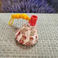 Natural conch shell whistle toy with red mouthpiece and yellow hanging cord for kids - Red Tower Conch Style / 1 Piece (4-6cm)