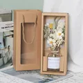 Σκανδιναβικό στυλ INS αποξηραμένα λουλούδια σε γυάλινο μπουκάλι και κουτί kraft - Λευκή Βιολέτα / Κουτί Δώρου Αποξηραμένων Λουλουδιών